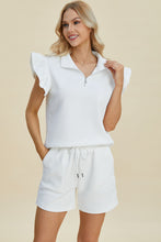 Load image into Gallery viewer, Full Size Texture Flounce Sleeve Top and Shorts Set- Double Take
