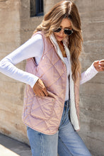 Load image into Gallery viewer, Pink Fleece Lined Quilted Vest Coats
