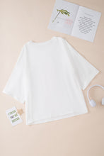 Load image into Gallery viewer, White Colorblock Star Patched Half Sleeve Oversized Tee
