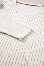 Load image into Gallery viewer, Khaki Ribbed Knit V Neck Slouchy Two-piece Outfit
