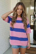 Load image into Gallery viewer, Skip the Line Pink and Blue Oversized Sweater Top
