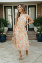 Load image into Gallery viewer, Watercolor Floral Flutter Sleeve Midi Dress
