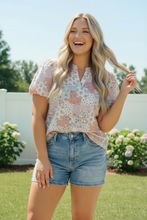 Load image into Gallery viewer, Patchwork Floral Puff Sleeve Top
