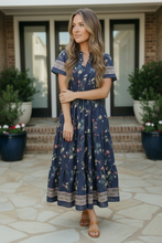 Load image into Gallery viewer, At the Summer Cottage Navy Floral Midi Dress
