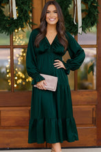 Load image into Gallery viewer, Goddess Grove Green Satin Maxi Dress
