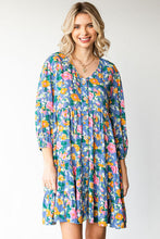 Load image into Gallery viewer, Boho Vibes Cotton Floral Button Down 3/4 Sleeve Tiered Dress

