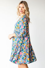 Load image into Gallery viewer, Boho Vibes Cotton Floral Button Down 3/4 Sleeve Tiered Dress
