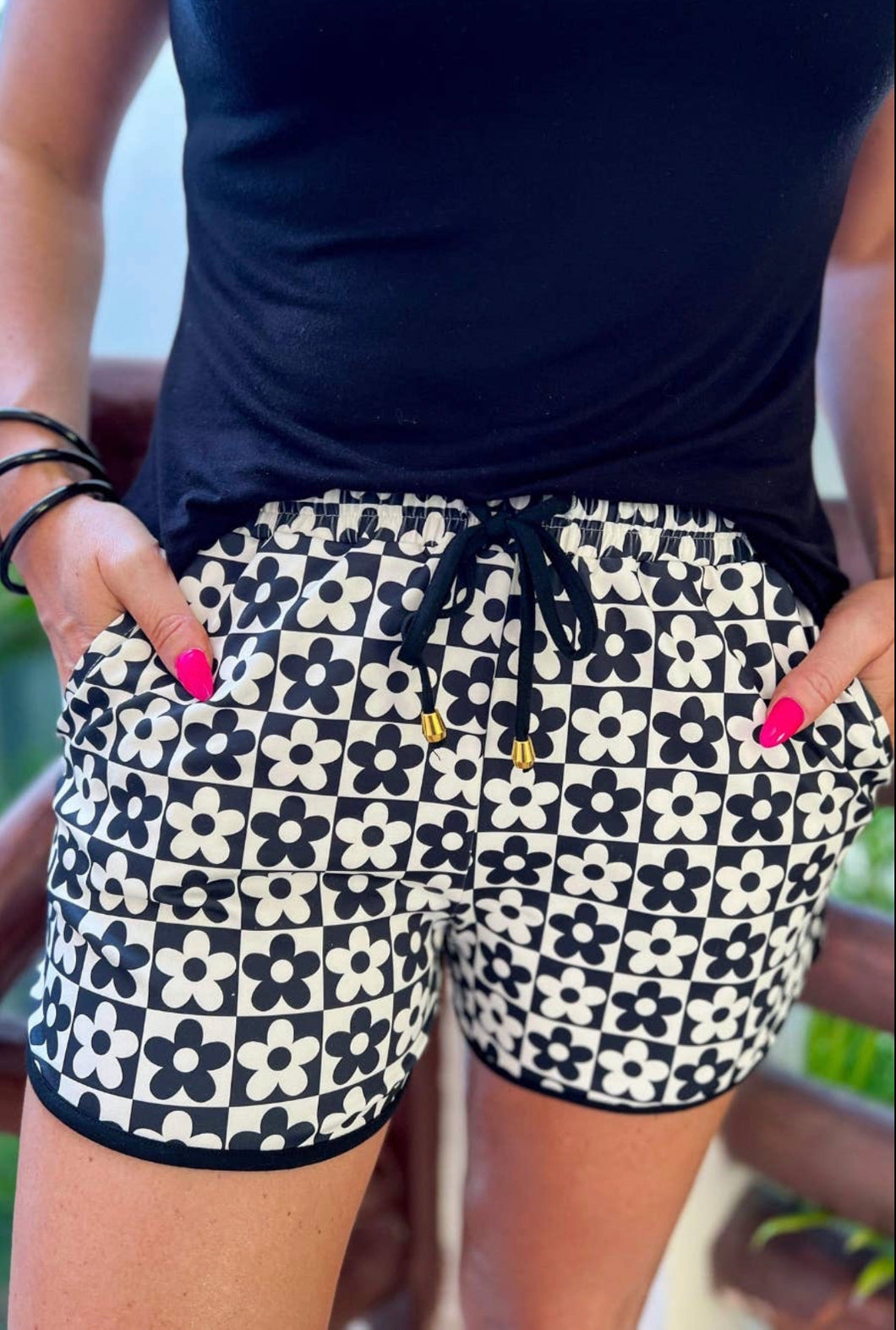 New Habits Checkered Drawstring Everyday Shorts (Reg & Plus)