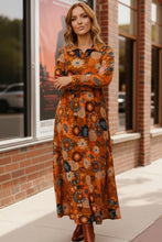 Load image into Gallery viewer, Groovy Garden Rust Maxi Dress
