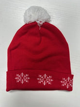 Load image into Gallery viewer, "It's Cold Outside" Snowman Pom-Pom Snowflake Beanie
