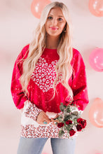 Load image into Gallery viewer, Valentines *Cherry Slushy* : Leopard Heart Sweatshirt
