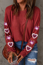 Load image into Gallery viewer, Valentines *Heart on my Sleeve* : Sequin Long Sleeve T-Shirt
