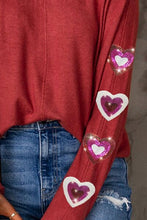 Load image into Gallery viewer, Valentines *Heart on my Sleeve* : Sequin Long Sleeve T-Shirt
