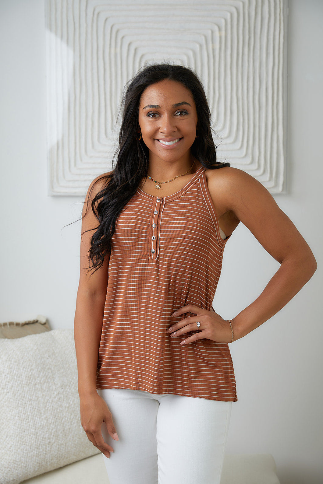 SP24- Tip Me Off Striped Tank