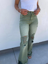 Load image into Gallery viewer, PREORDER: TALL Blakeley Distressed Jeans In Olive and Camel TALL Inseam Ends 8/15
