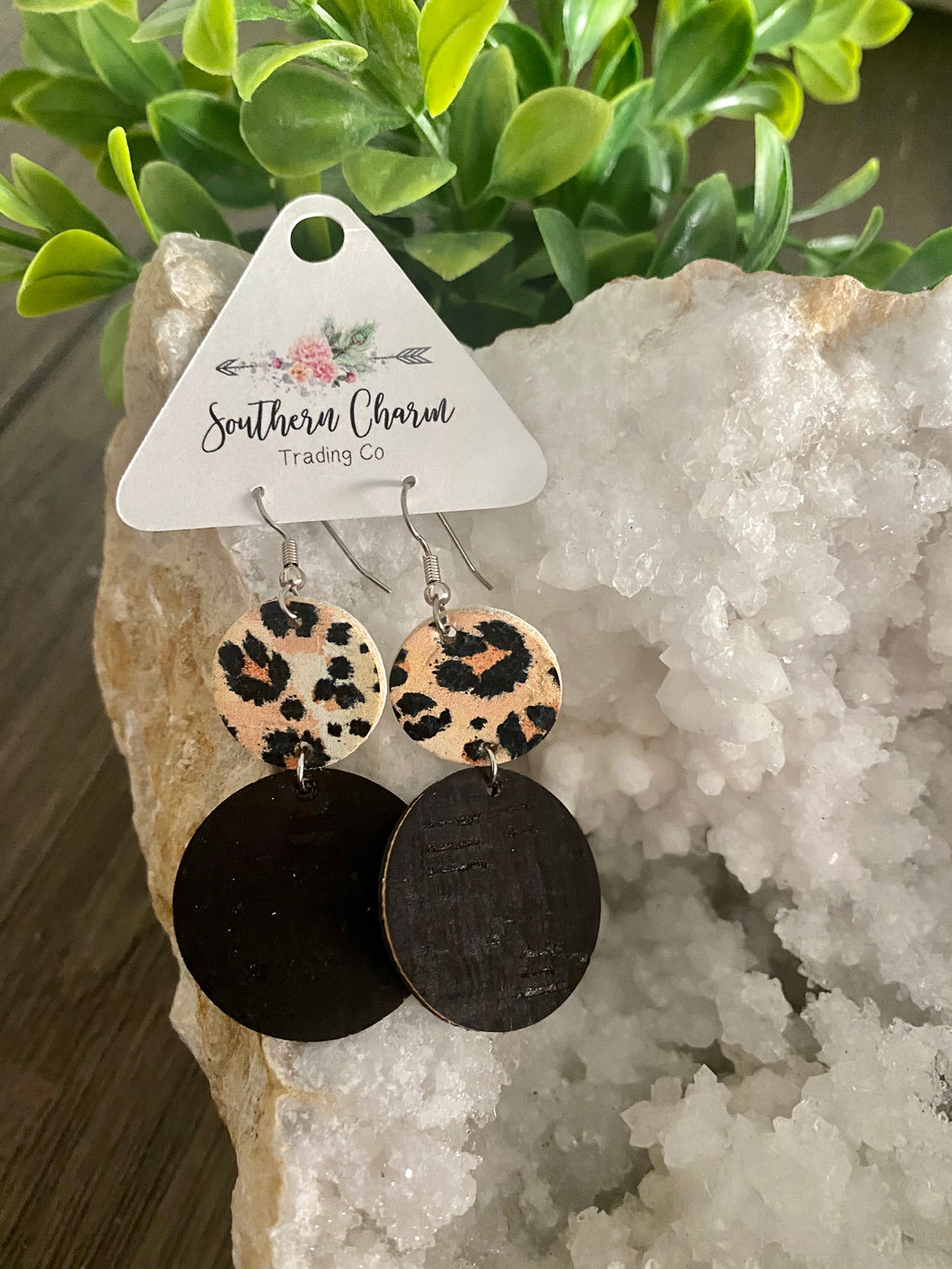 Peach Leopard & Black Corkies