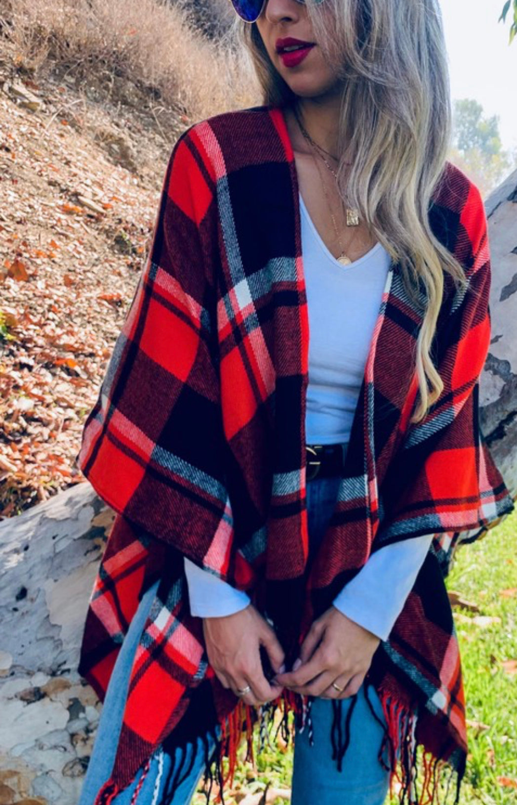 Keeping Cozy Plaid Wrap