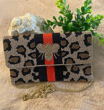 Load image into Gallery viewer, Bee-utiful Leopard Beaded Crossbody
