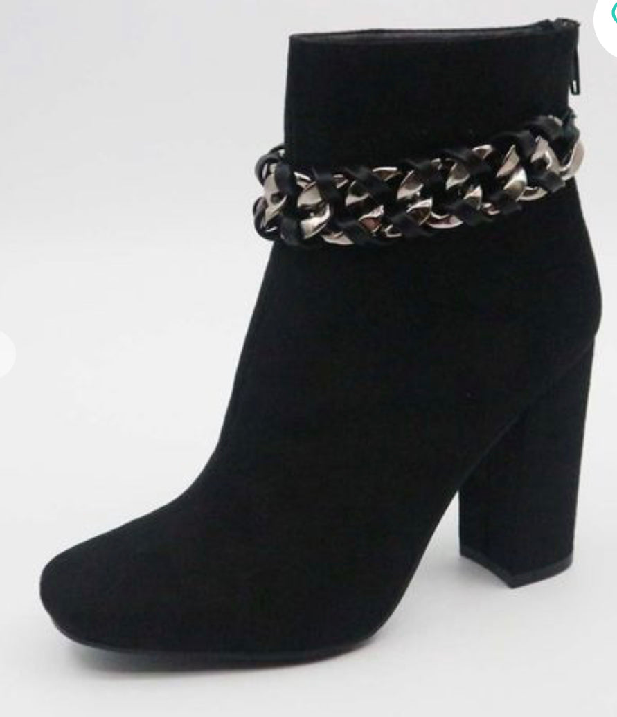 Black Chunky Heel Bootie