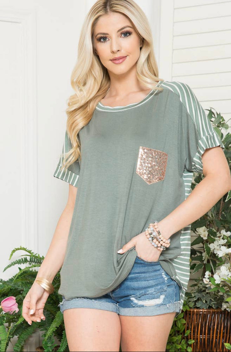 Sage + Sparkle Top (Reg & XL)