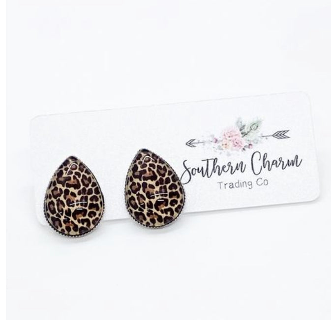 Leopard Teardrop Earrings