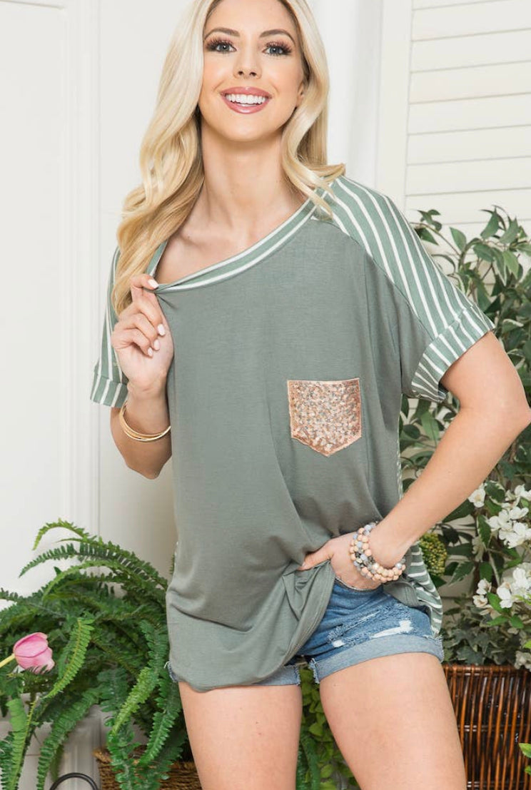 Sage + Sparkle Top (Reg & XL)