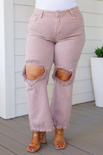 Load image into Gallery viewer, SP24-Risen -Babs High Rise Distressed Straight Jeans in Mauve
