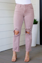 Load image into Gallery viewer, SP24-Risen -Babs High Rise Distressed Straight Jeans in Mauve
