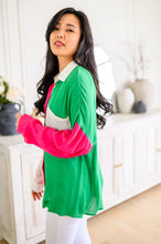 Load image into Gallery viewer, SP24- Capture the Day Two Toned Button Up Kelly
