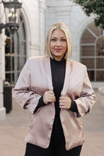 Load image into Gallery viewer, SP24- EE:SOME- Champagne and Roses Satin Blazer (Reg &amp; Curvy)
