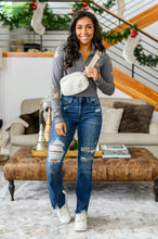 Load image into Gallery viewer, JB Christine High Contrast Slim Bootcut Destroyed Jeans
