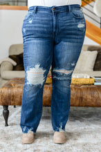 Load image into Gallery viewer, JB Christine High Contrast Slim Bootcut Destroyed Jeans
