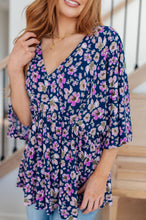 Load image into Gallery viewer, SP24- DEAR SCARLETT- Dearest Dreamer Peplum Top in Navy Floral
