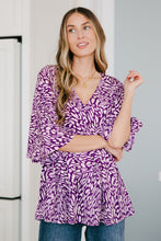 Load image into Gallery viewer, DEAR SCARLETT- Dearest Dreamer Peplum Top in Painted Purple
