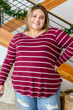 Load image into Gallery viewer, Erika Striped V-Neck Long Sleeve Top in Burgundy
