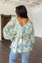 Load image into Gallery viewer, SP24- Fabled in Floral Draped Peplum Top in Ivory

