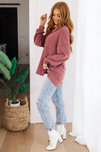 Load image into Gallery viewer, Happier Now Henley Hoodie in Burgundy (Reg &amp; Curvy)
