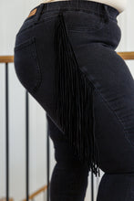 Load image into Gallery viewer, **FLASH DEAL** (REG $64) Country Concert Ready!! Judy Blue Side Fringe Skinny Jegging in Black

