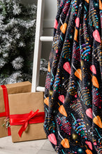 Load image into Gallery viewer, SP24- Holiday Fleece Blanket in Neon Trees
