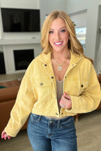 Load image into Gallery viewer, GEEGEE- Cropped Hooded Denim Jacket in Mustard
