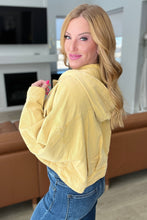 Load image into Gallery viewer, GEEGEE- Cropped Hooded Denim Jacket in Mustard
