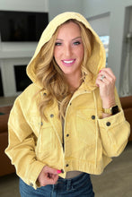 Load image into Gallery viewer, GEEGEE- Cropped Hooded Denim Jacket in Mustard
