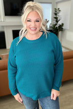 Load image into Gallery viewer, DEAL DAY!! ZENANA- High Low Waffle Knit Sweater in Ocean Teal
