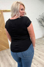 Load image into Gallery viewer, SP24- Baby Waffle Cap Sleeve Henley in Black (Reg &amp; XL)
