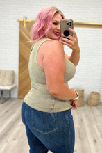 Load image into Gallery viewer, ZENANA- Mineral Washed Ribbed Henley Tank in Mocha Grey
