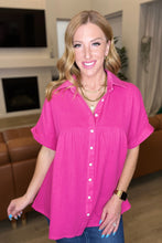 Load image into Gallery viewer, ANDREE BY UNIT- Gauze Button Down Babydoll Blouse in Hot Pink
