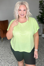 Load image into Gallery viewer, SP24- Round Neck Cuffed Sleeve Top in Lime
