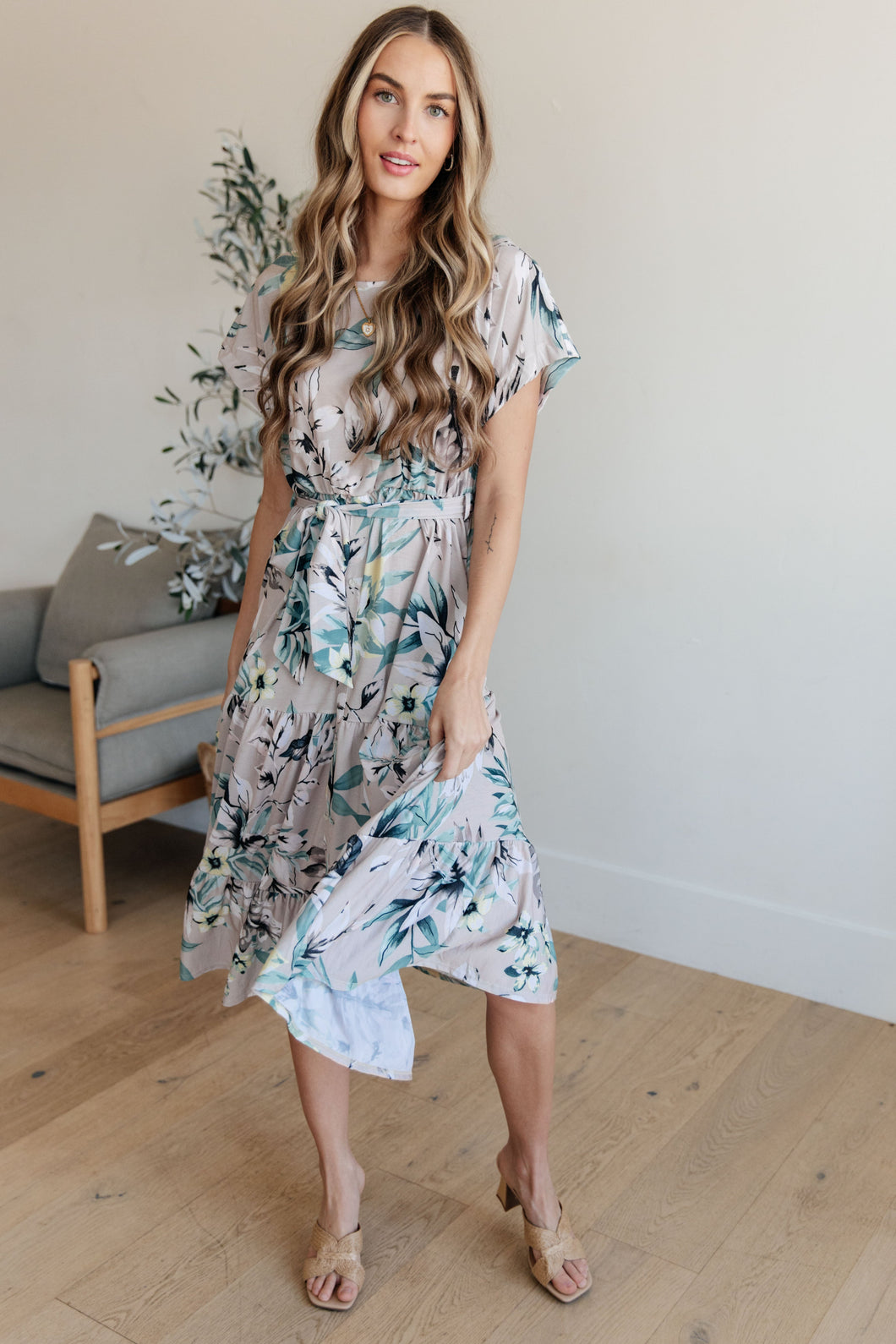 POLOGRAM- Into the Night Dolman Sleeve Floral Dress