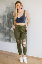 Load image into Gallery viewer, W23 Kick Back Distressed Joggers in Olive
