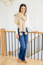 Load image into Gallery viewer, W23 Knitted Fuzzy Pom Pom Scarf In Beige
